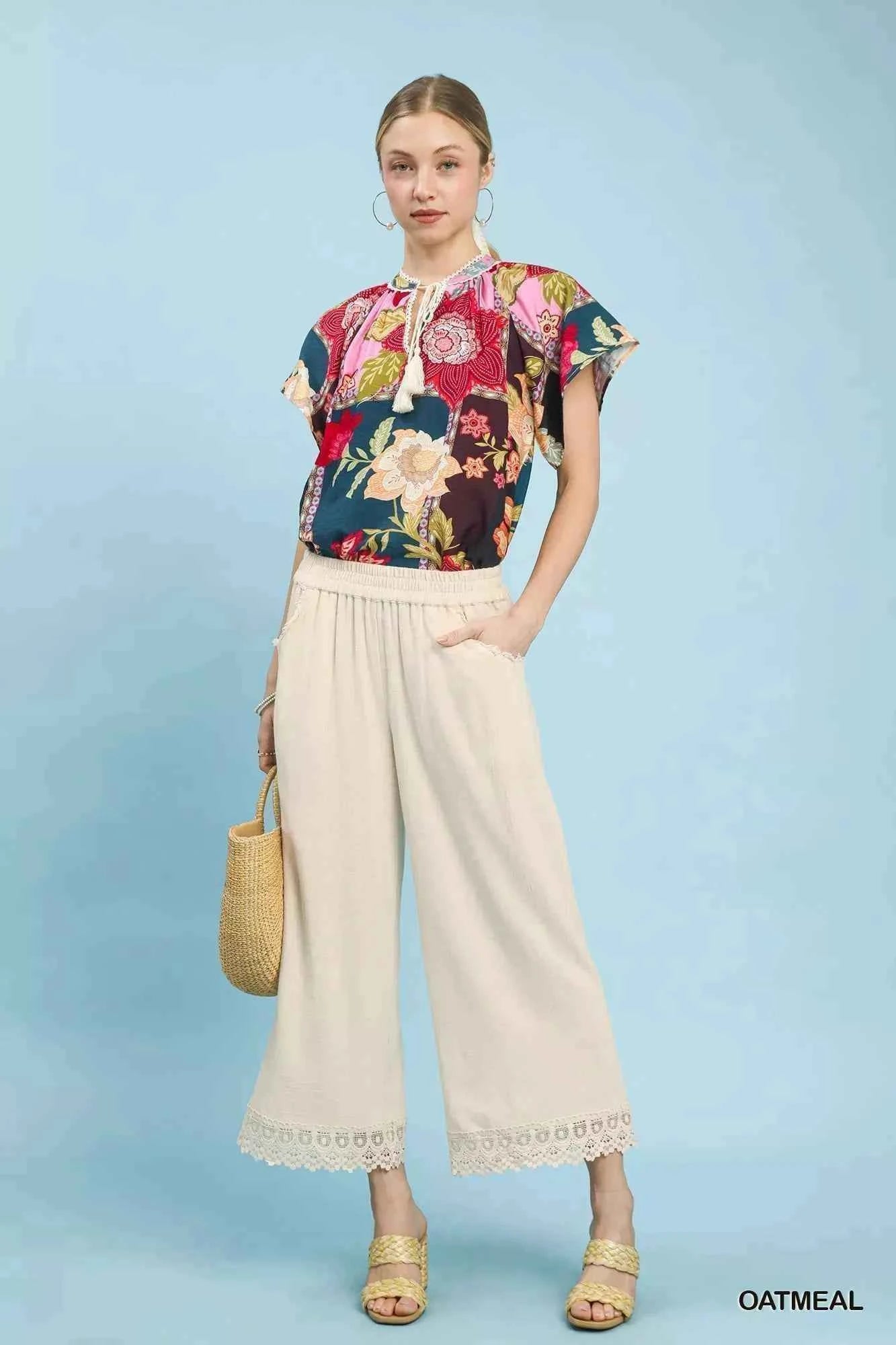 Umgee Linen Wide Leg Cropped Pants with Lace Trim 002cb17e-ffd8-49c0-a650-66236154fd9d-Max-Origin