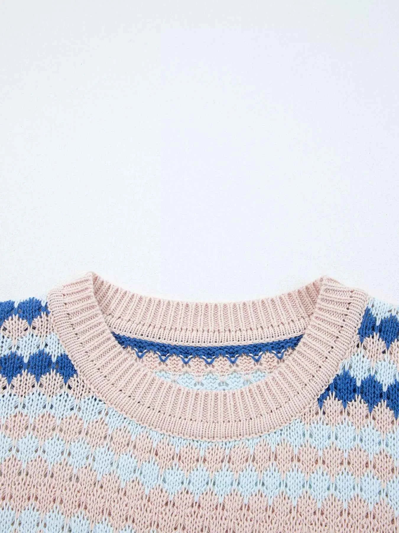 Stripe Eyelet Patterned Drop Shoulder Sweater 003850d021b24cfcb237687c9306b668-Max-Origin
