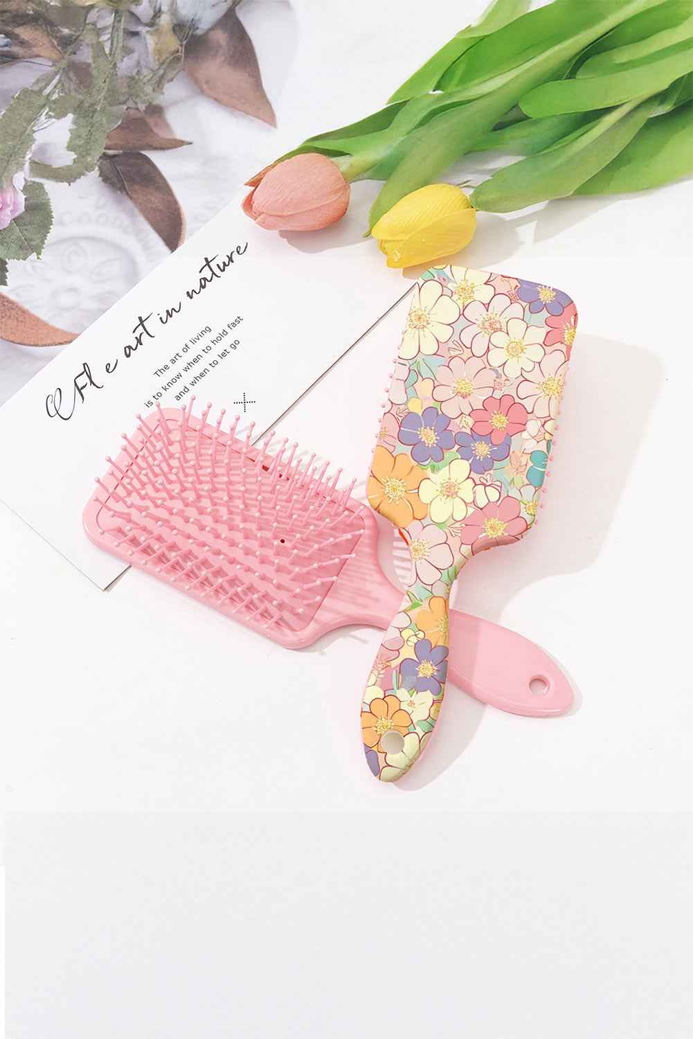 Peach Blossom Flower Print Large Paddle Air Cushion Comb Peach Blossom ONE SIZE ABS 0042138704ed650a