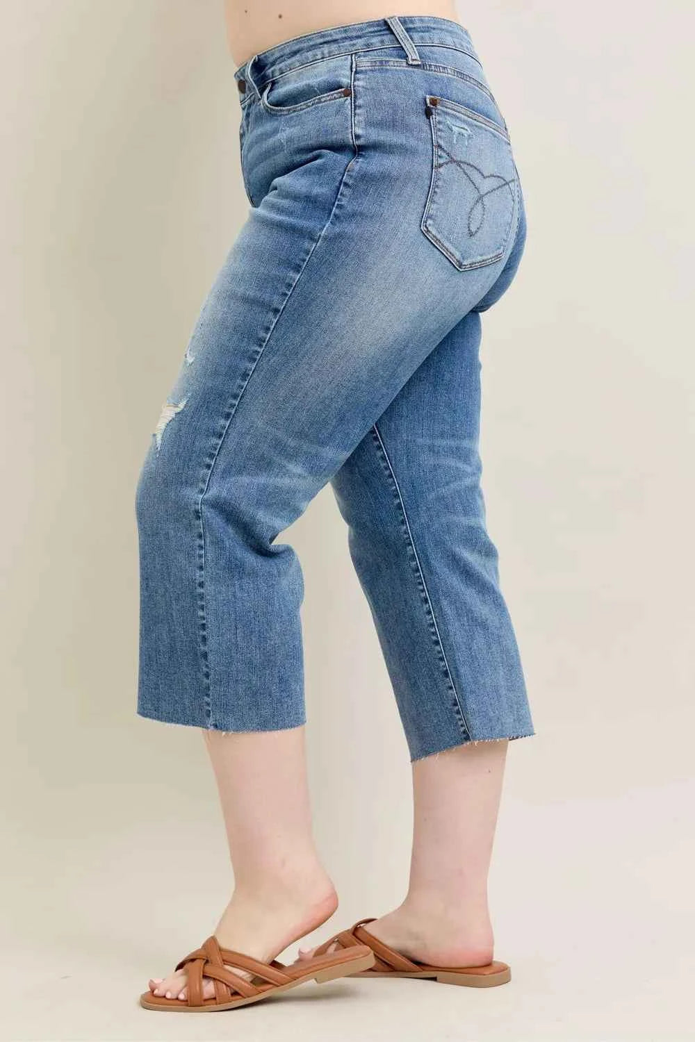 Judy Blue Plus Size High Waist Back Destroy & Raw Cut Hem Crop Wide 00466a34-2df1-47a7-86c9-cc6ef189a4ce-Max