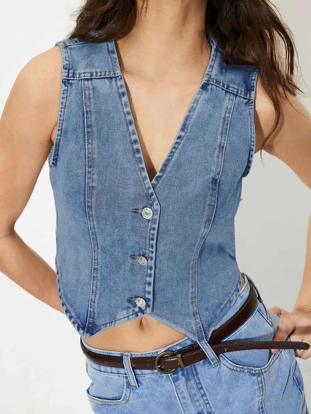 V-Neck Button Up Denim Vest Medium 004979d8-e8df-41e1-a8fd-d865e09c2633-Max