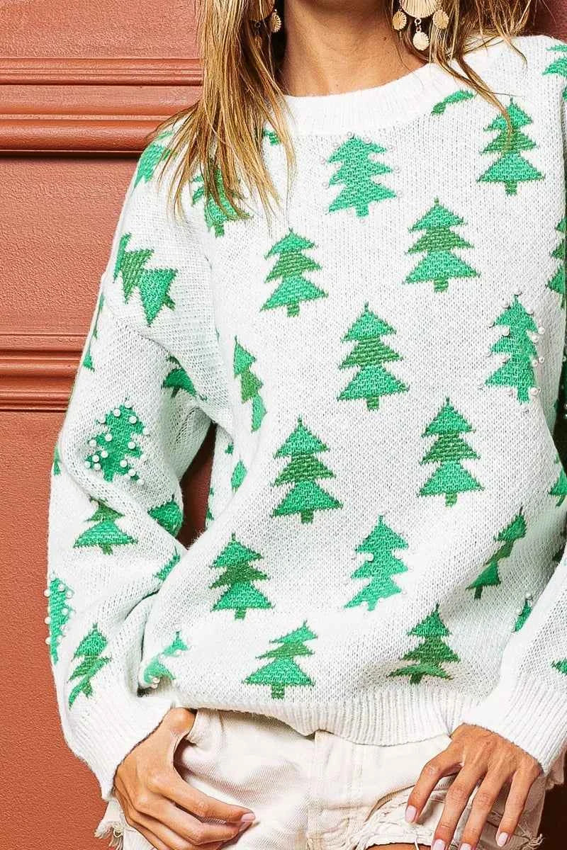 BiBi Pearl Beads Tree Pattern Christmas Sweater 00500d0bc5fc4225a2fbb145d6887ee1-Max-Origin