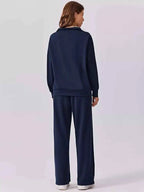 Relaxed Fit Quarter-Zip Top and Pants Set 005163894db8419f91f50fa62b7da179-Max-Origin