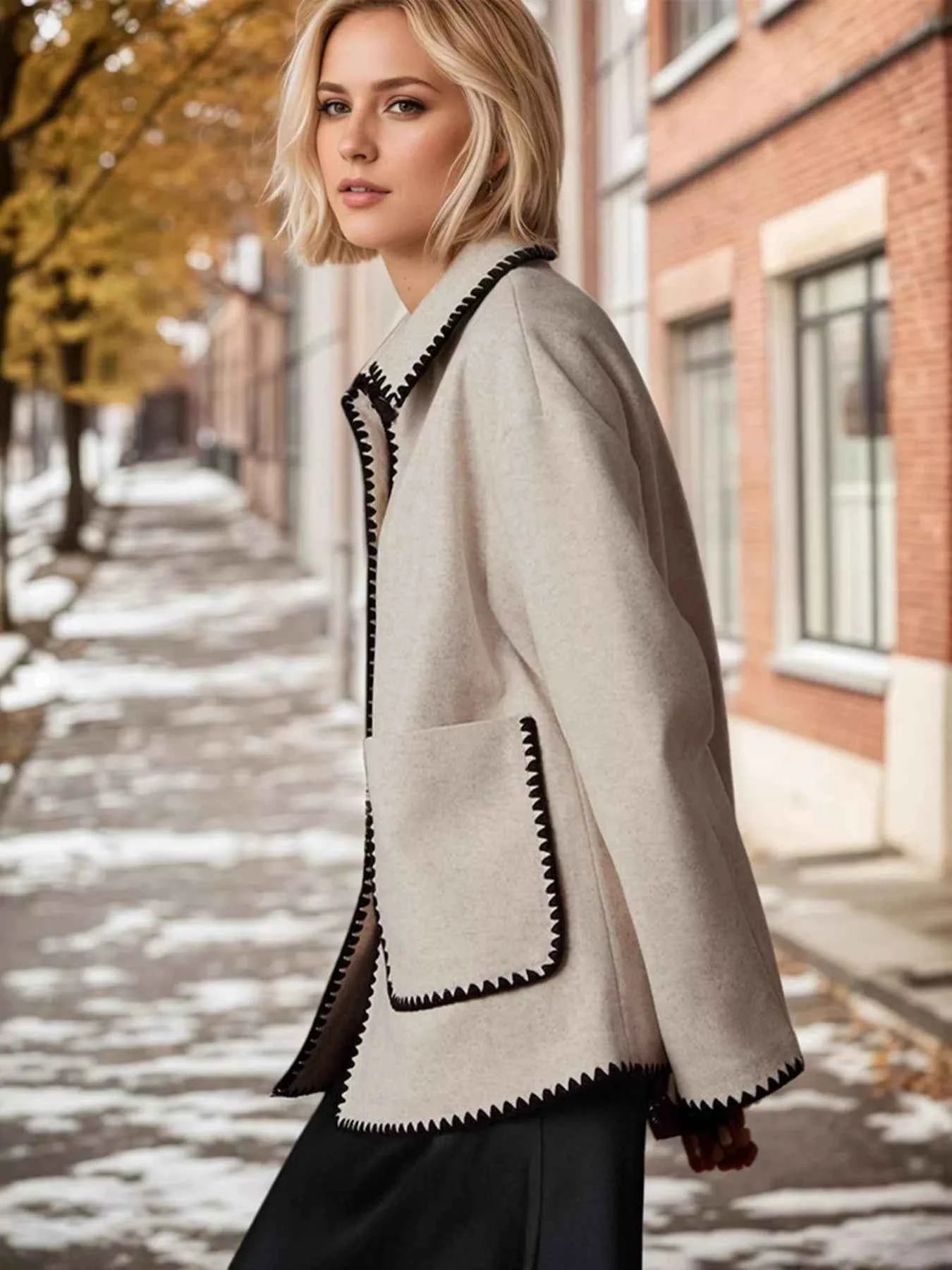 Contrast Trim Drop Shoulder Outerwear 006f780ef7e545c59b48058ce8c1ce87-Max-Origin