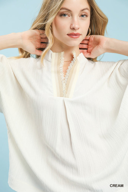 Textured V-Neck Blouse 0077d8a9-2904-46b4-a5fe-b407dd6186d2-Max