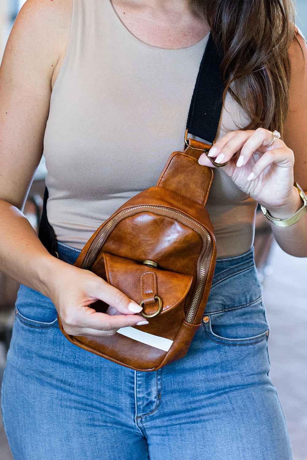 Brown PU Leather Football Mini Crossbody Bag 0079bae13d9bf9b6