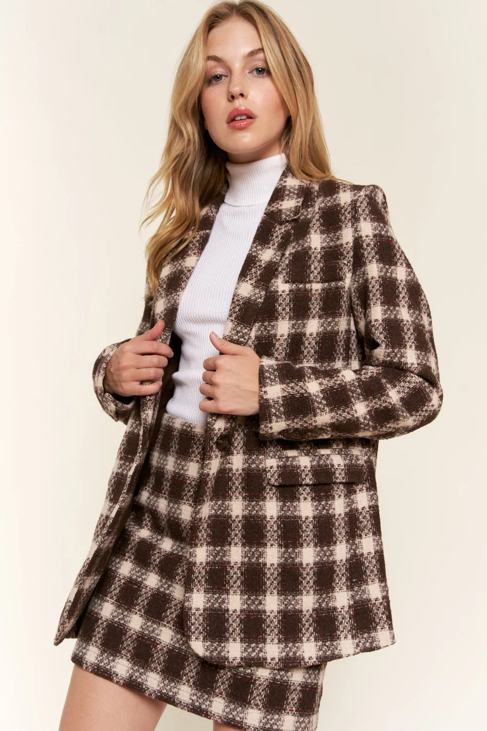 And The Why Full Size Plaid Brushed One Button Blazer 0082ed7a-7627-4e29-ac00-148e9256be9b-Max