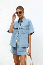Collared Neck Button Up Top and Shorts Denim Set 00964001-8015-4fc7-9860-6f2da11b1a1c-Max