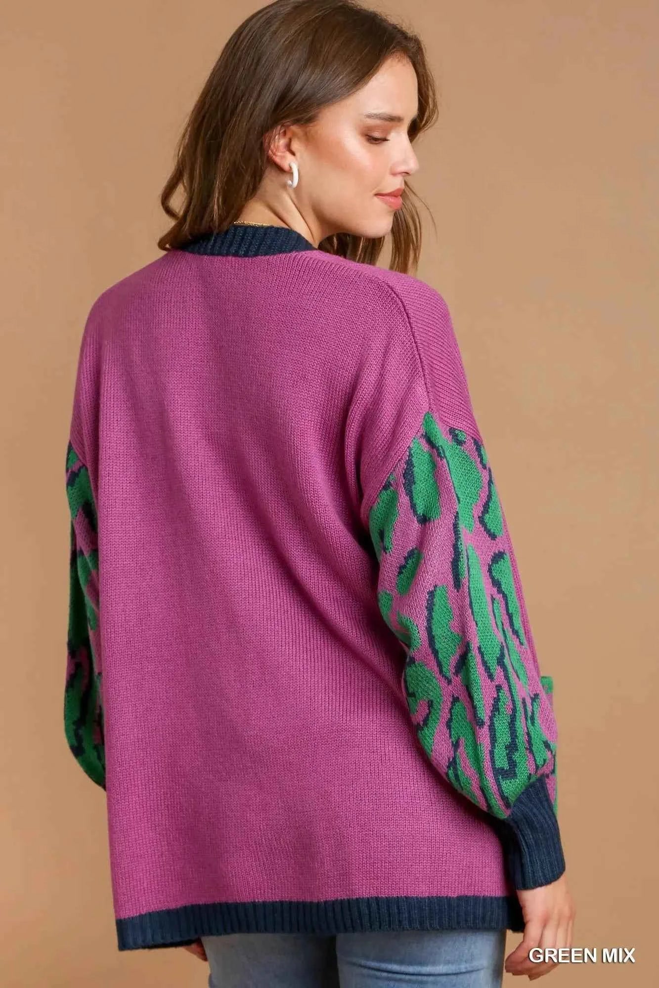 Umgee Animal Print Open Front Sweater Cardigan 009cb6f0-b2aa-4050-af7a-9a79c4769a7b-Max-Origin
