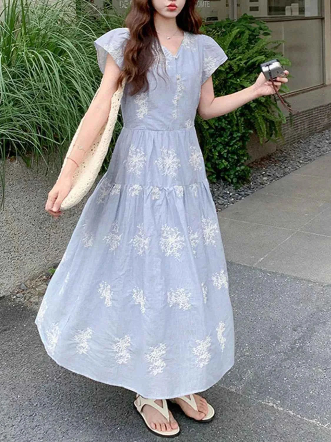 Tiered Cap Sleeve Midi Dress 009d2d00-d26a-4b02-9712-216497d3dea3-Max-Origin