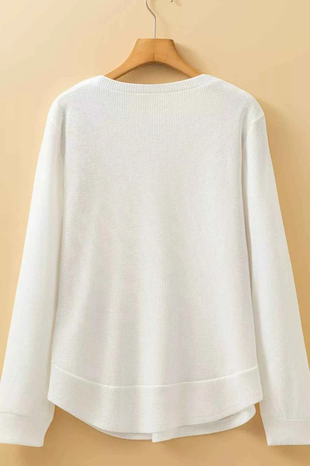 Rounded Neck Waffle Long Sleeve Top 00ac04f1-7817-4b0e-8232-fb0e9adde0fb-Max-Origin