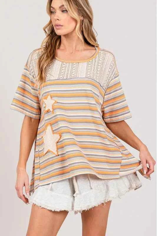 SAGE+FIG Accent Striped with Star Applique T-Shirt MULTI 00bb0777386c4b66a05034252ede6d37-Max-Origin