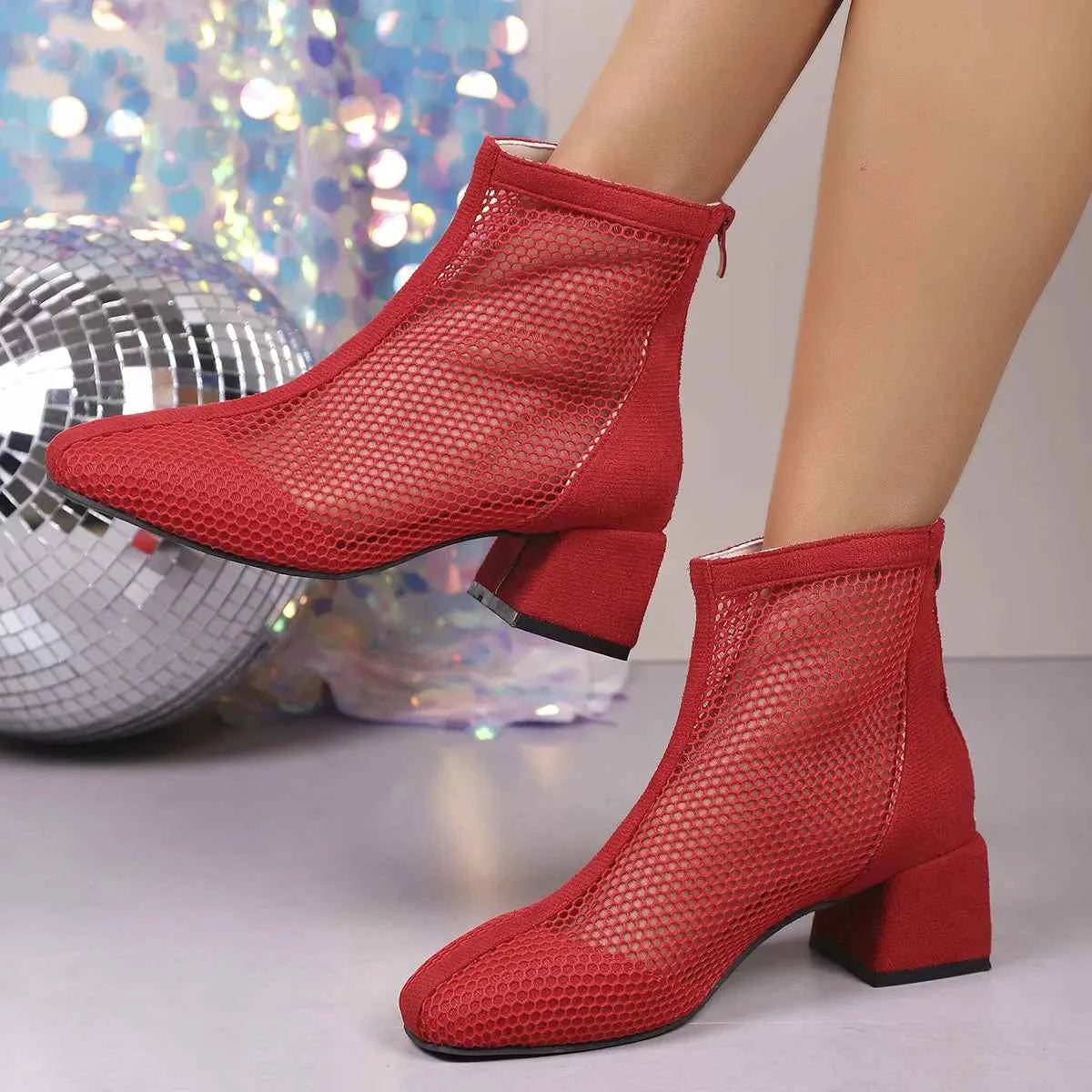 Mesh Block Heel Boots 00c030fde64947b0802a2863819bc6fe-Max-Origin