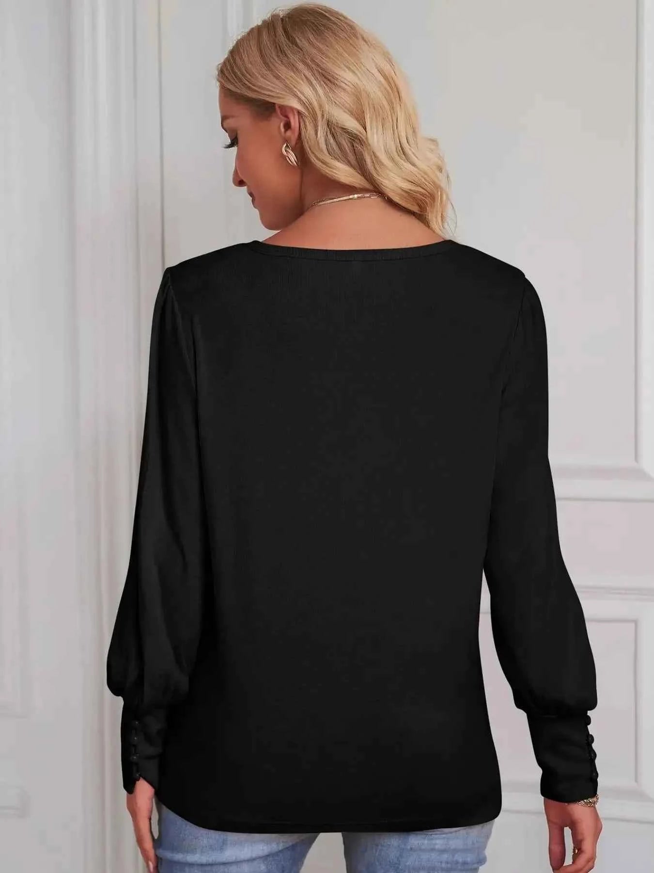 Long Sleeve Blouse with Elastic Cuffs 00c536ab-8551-40a6-826e-77465be61c23-Max-Origin