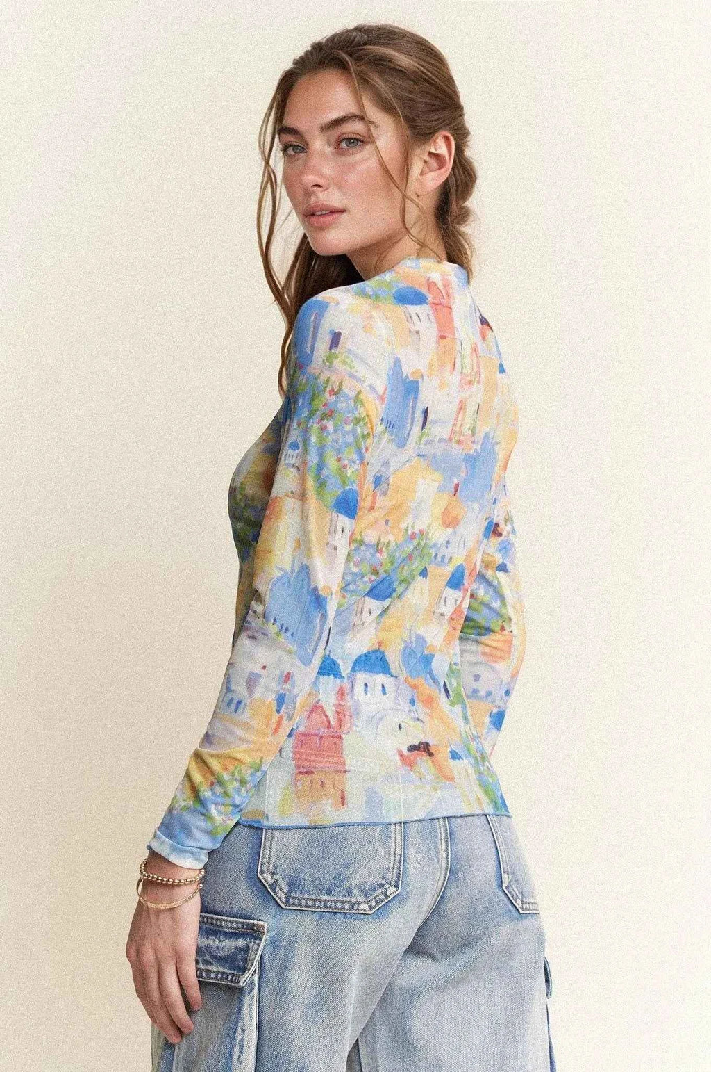 Davi & Dani Multi Printed Mesh Round Neck Long Sleeve Top 00c54fcda02a4acfadf2adff12dcdc71-Max-Origin