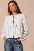 SO ME Front Tie Heart Embroidered Blouse With Puff Sleeve IVORY 00c8dc0f2e2f4e29b778bd53ef01dd63-Max-Origin