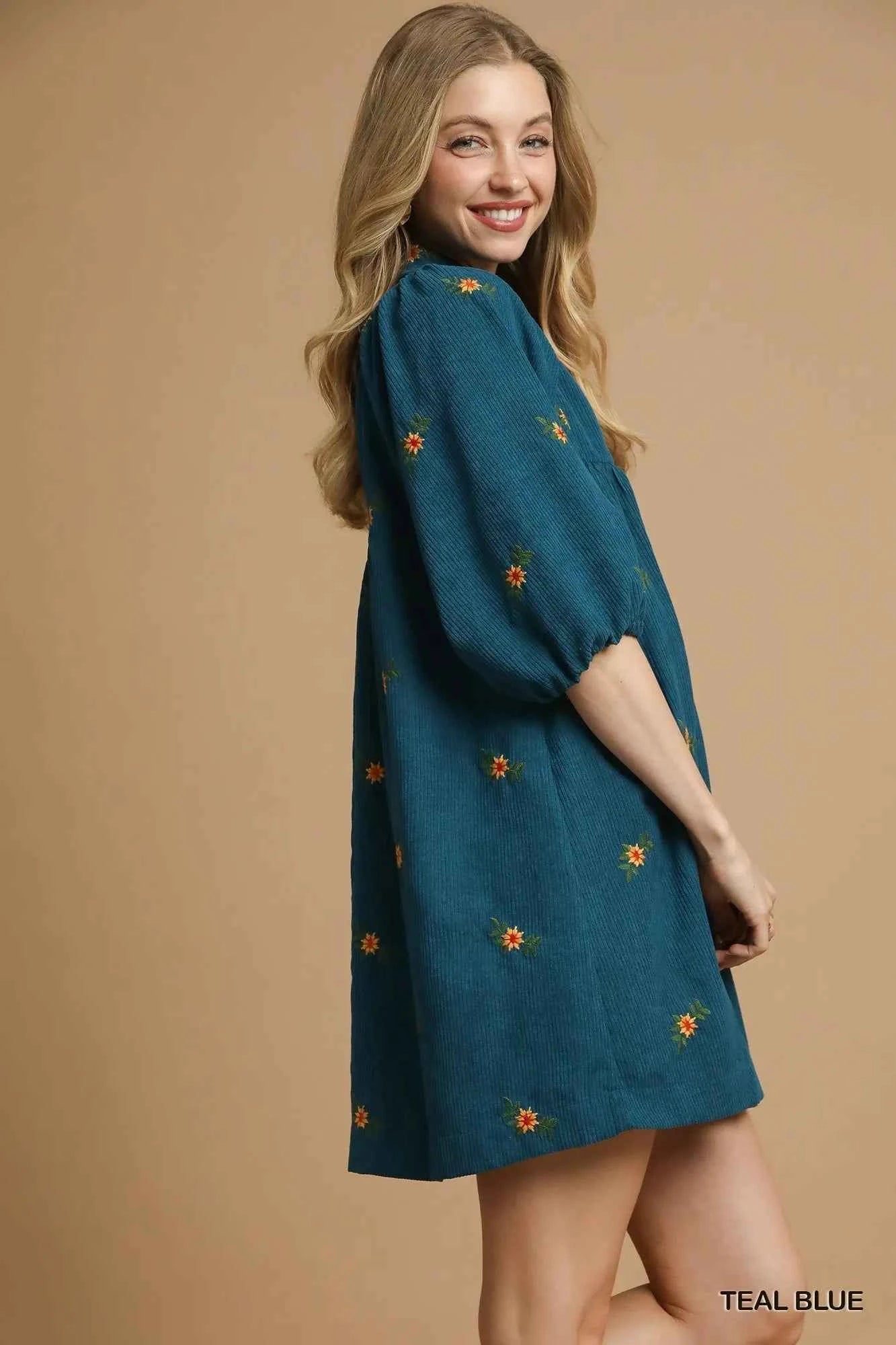 Umgee Corduroy Babydoll Dress with Floral Embroidery 00d4cca8-4ac4-4161-ba10-15ba73df2a46-Max-Origin