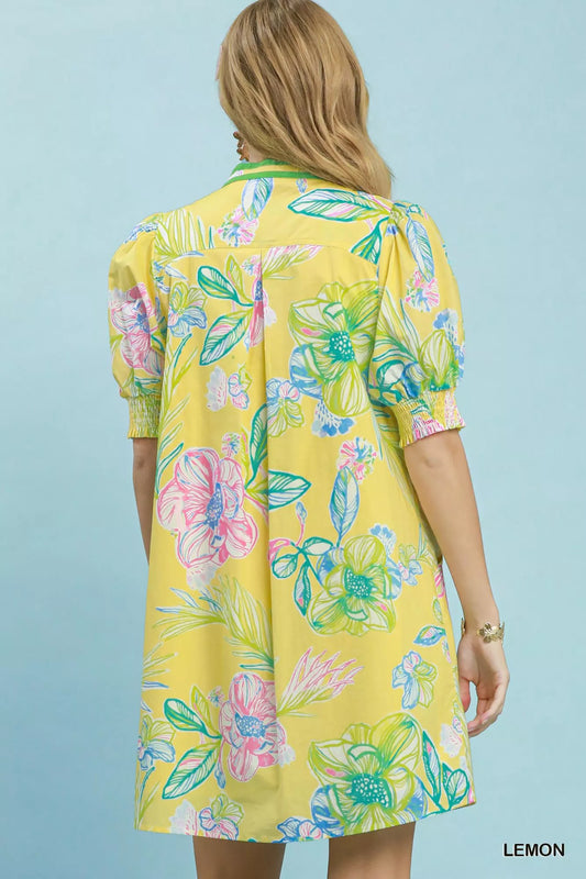 Botanical Print Dress with Smocked Cuffs 00d4f5a7-b7bc-4c79-8336-a33f2c103190-Max-Origin