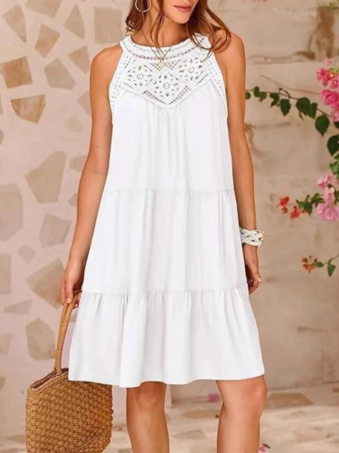 Crochet Lace Tiered Summer Dress White 00e337c0704140209105436746ba7d43-Max-Origin