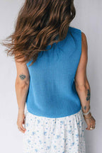 Dusk Blue Summer Script Graphic Sleeveless Sweater Vest 00ffab0e80114c0c