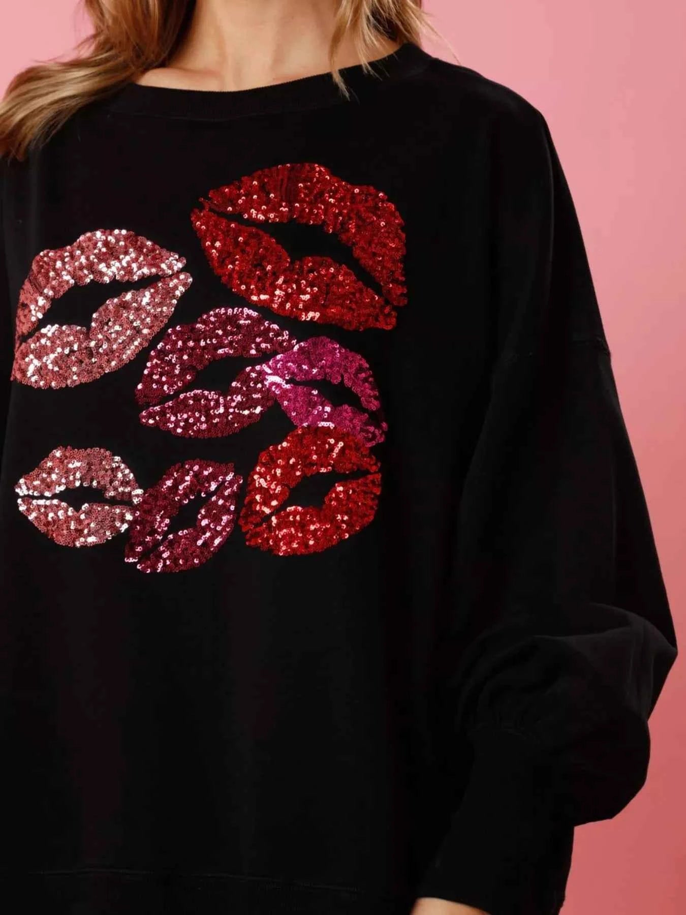 Lips Round Neck Dropped Shoulder Sweatshirt 01039783-b81c-4412-824d-92c44b7c24bb-Max-Origin