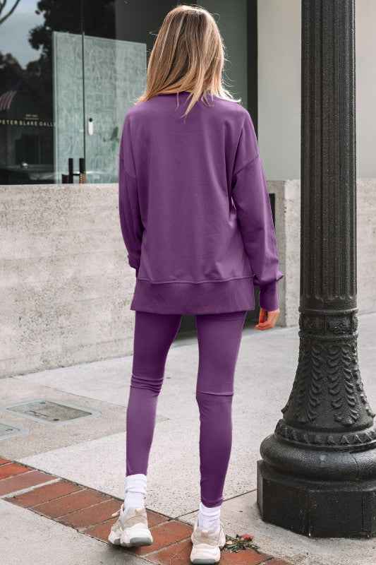 Solid Oversize Sweatshirt and Ribbed Leggings Set 01153cd1-d15a-4ef4-8eb9-419c1ca183f9