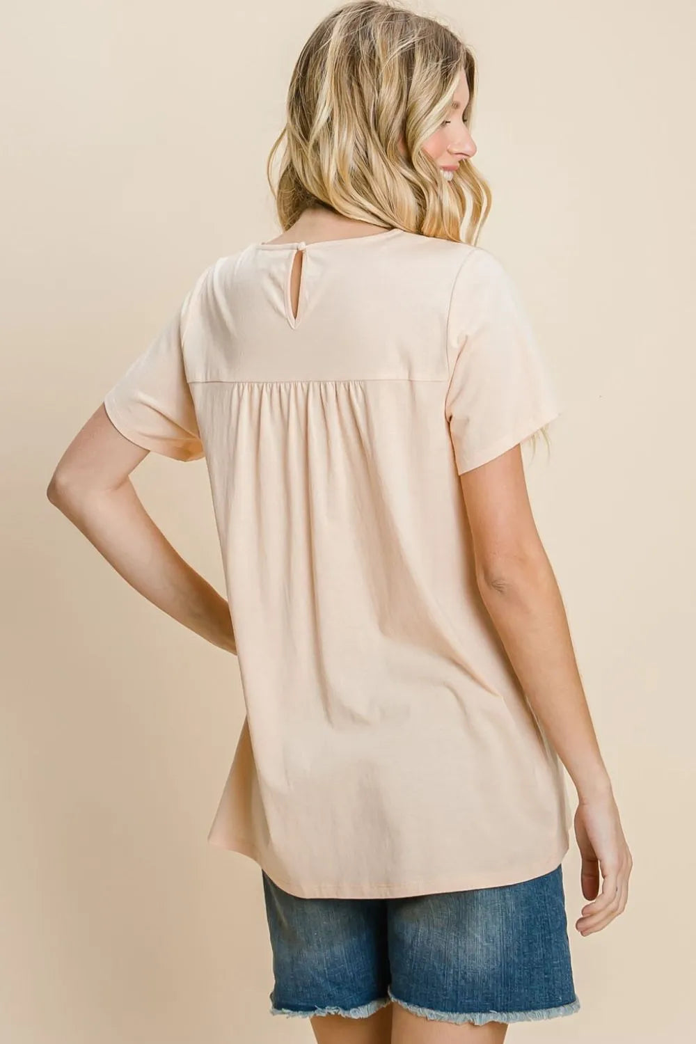 Cotton Bleu by Nu Label Eyelet Round Neck Short Sleeve T-Shirt 0133da5f-349a-4b63-9bfc-9585c7258200-Max