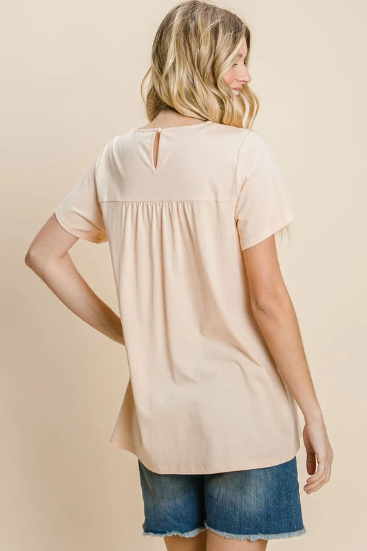Cotton Bleu by Nu Label Eyelet Round Neck Short Sleeve T-Shirt 0133da5f-349a-4b63-9bfc-9585c7258200-Max