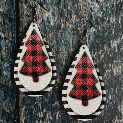 Christmas Tree PU Leather Earrings