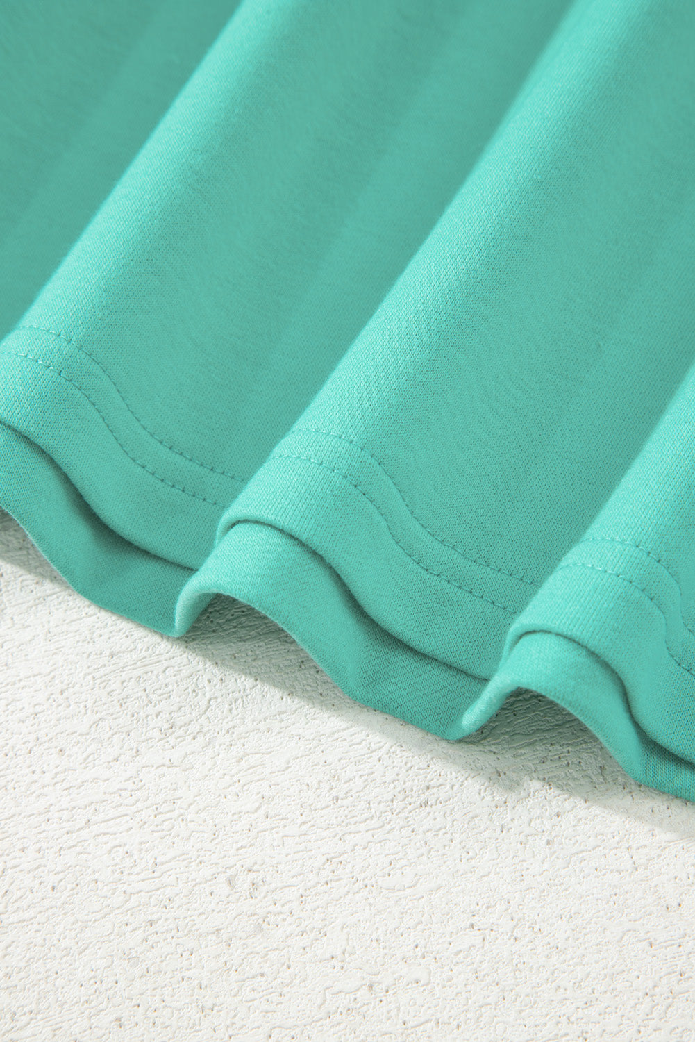 Sea Green Solid Color Plus Size Pullover and Loose Shorts Set 014b3a196e232388