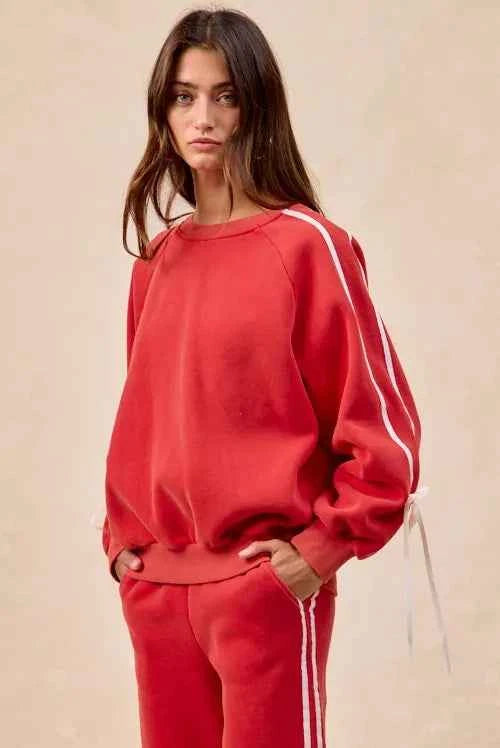 BiBi Side Lined Bow Details Fleece Sweatshirt 0151f62b40784a97bbef48826418b546-Max-Origin