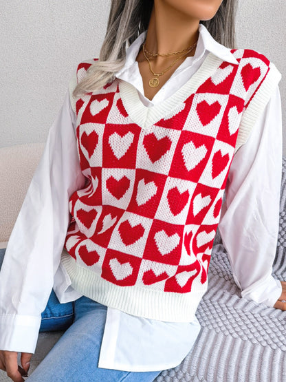 Heart V-Neck Sweater Vest