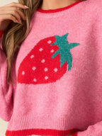 Strawberry Round Neck Long Sleeve Sweater 015ec7a908b54730a0044fa933edc1a9-Max-Origin