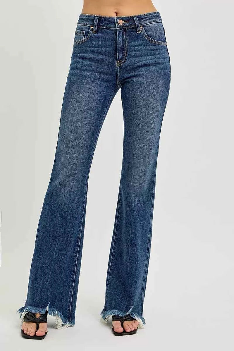 RISEN Full Size Mid Rise Flare Frayed Hem Jeans Plus Size DARK 0167a33dd4344815b771f87137b93948-Max-Origin