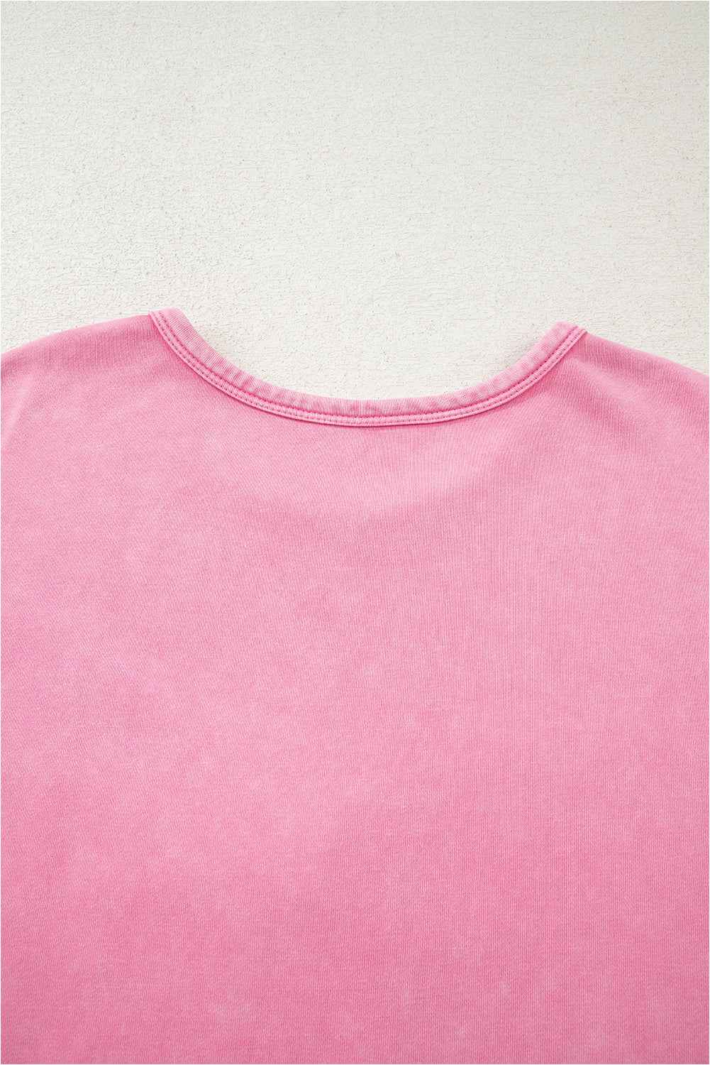 Bonbon Waffle Bowknot Patchwork Mineral Wash Plus Size Top 01779d68208a2730