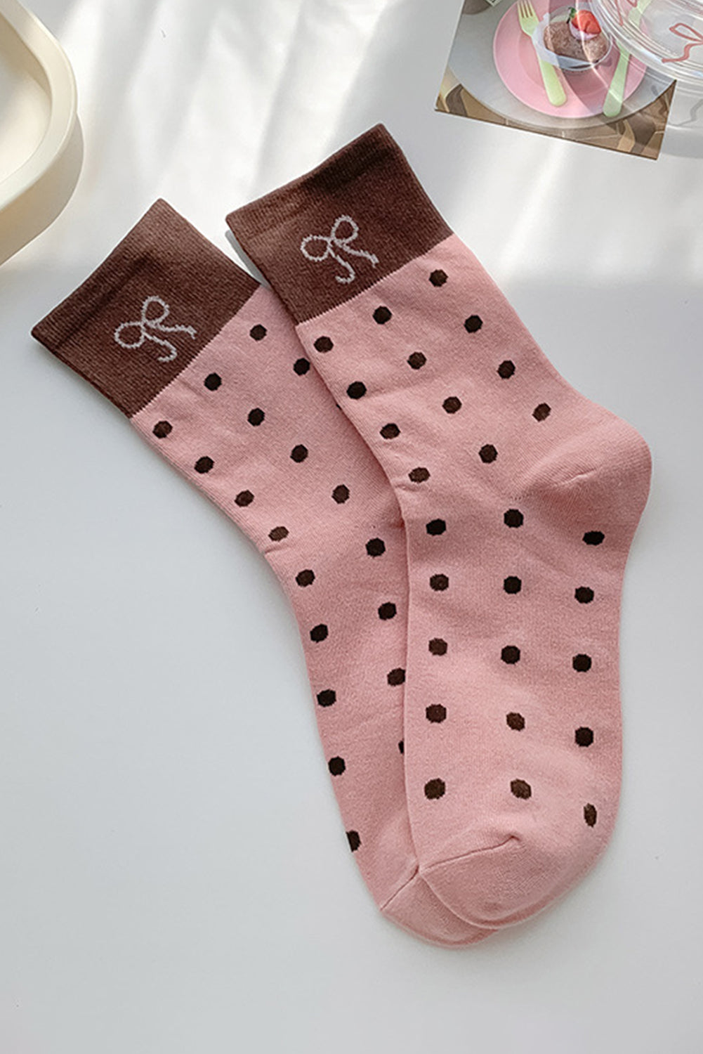 Blossom Bow Polka Dot Colorblock Socks 017a897b5a9d3d5d
