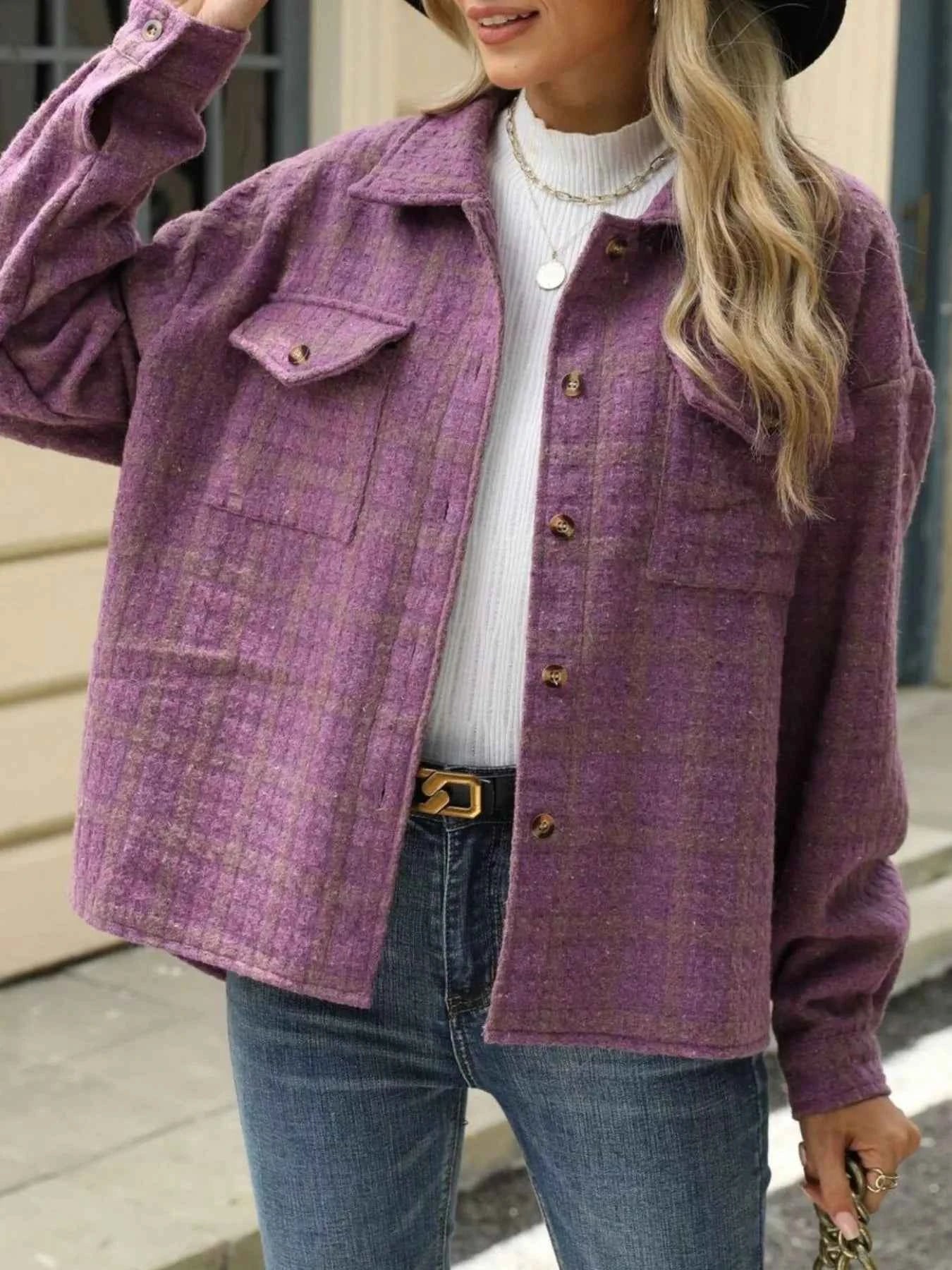 Plaid Button Up Long Sleeve Jacket 018418d0-c644-4d2d-a736-30353ae19bec-Max-Origin