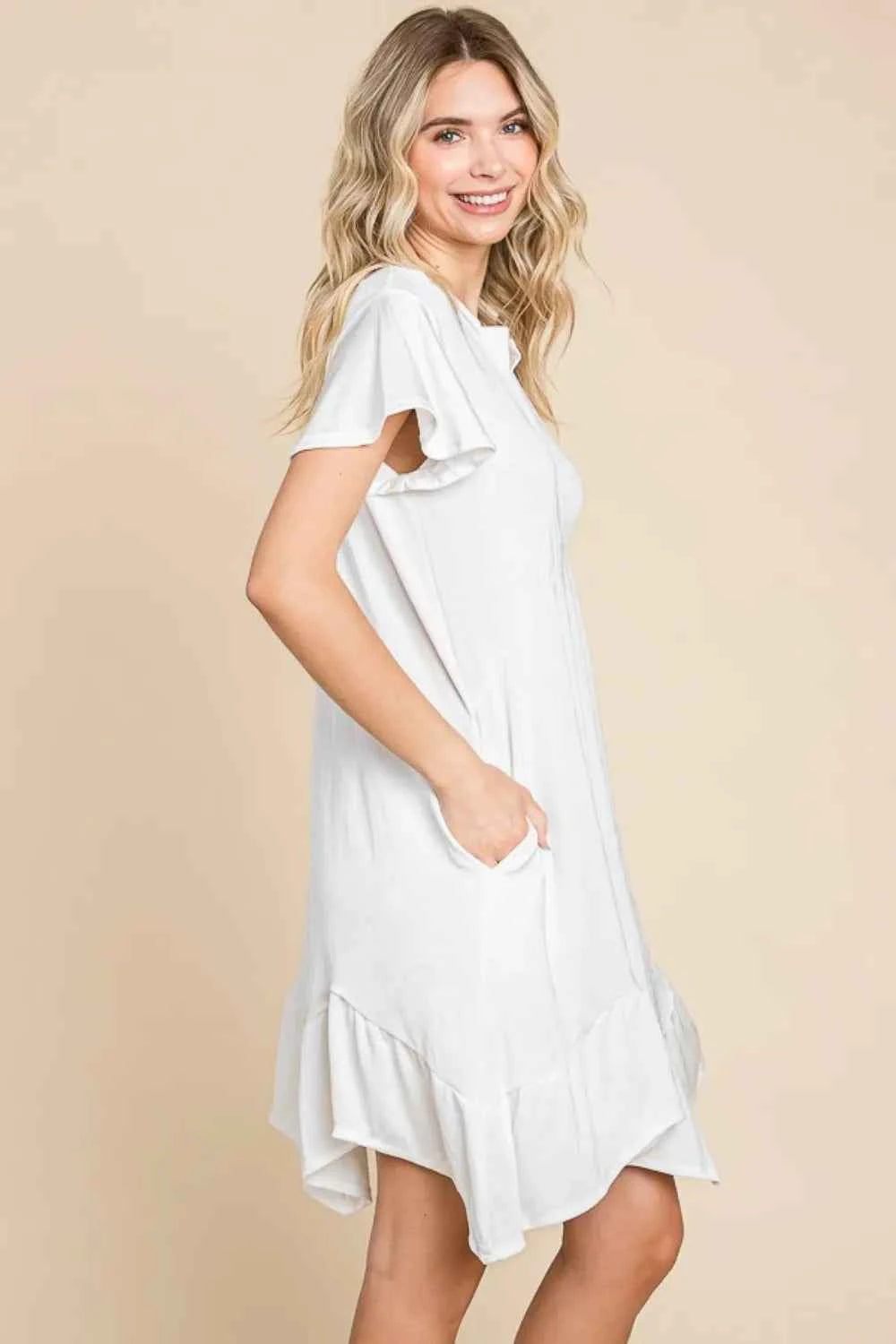 Culture Code Full Size Short Sleeve Ruffled Asymmetric Hem Dress 018f9c97-dc7e-4f17-a35a-f04a515a8789-Max
