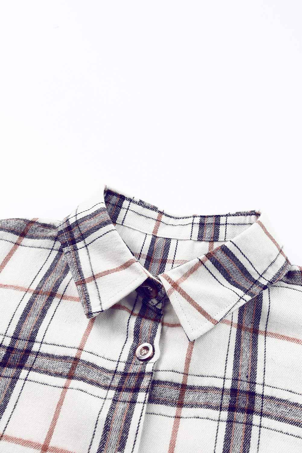 White Plaid Slits Bishop Sleeve Oversized Shacket 019987218a4fb00a