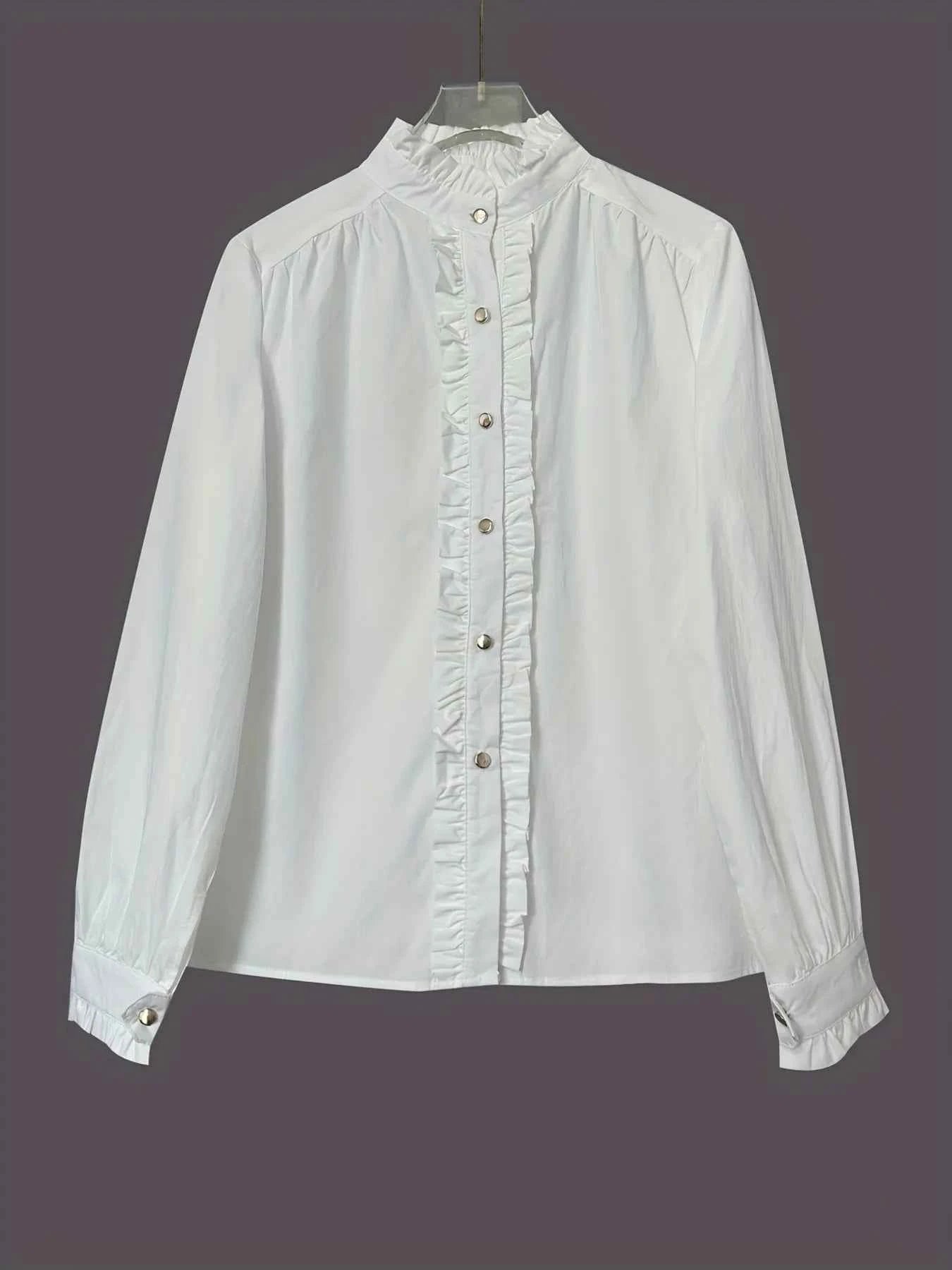 Frill Button Down Long Sleeve Shirt 01b7b05199c34665a4582b1ee2a48707-Max-Origin
