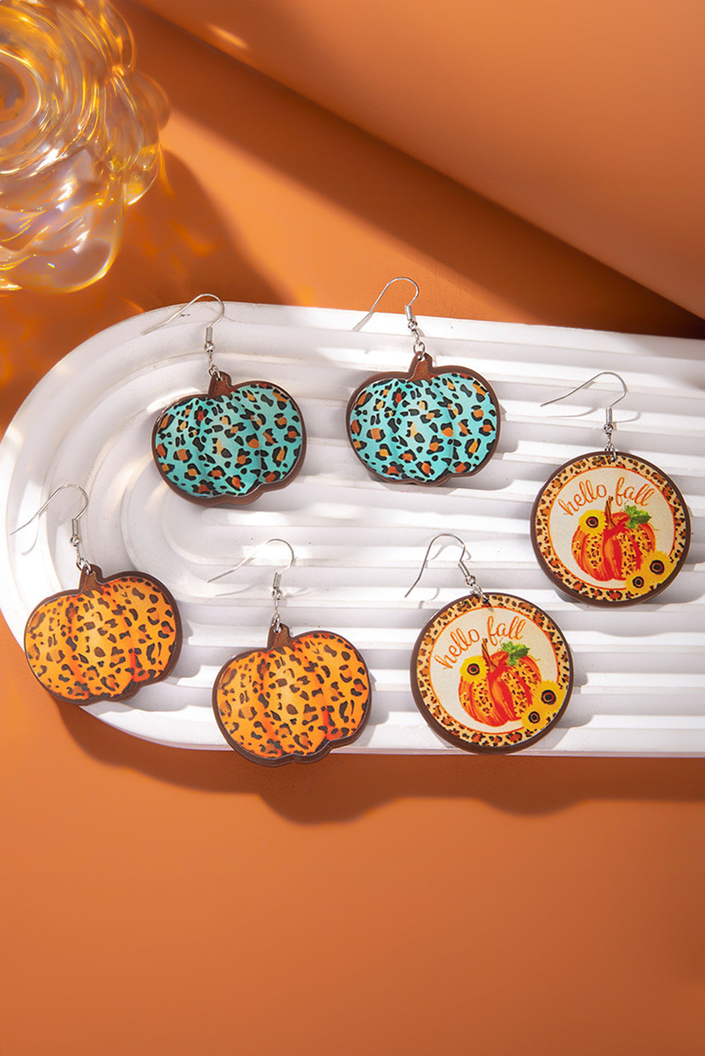 Orange Leopard Pumpkin Hook Earrings 01c306f3b2ec0027