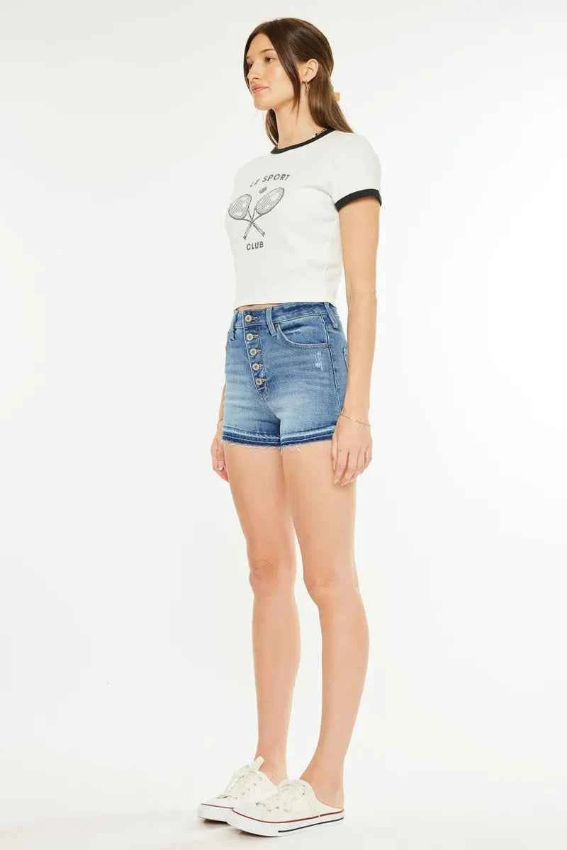 Kancan High Rise Release Hem Denim Shorts 01c736fd7ef047a8bf65eba0f7d1d263-Max-Origin