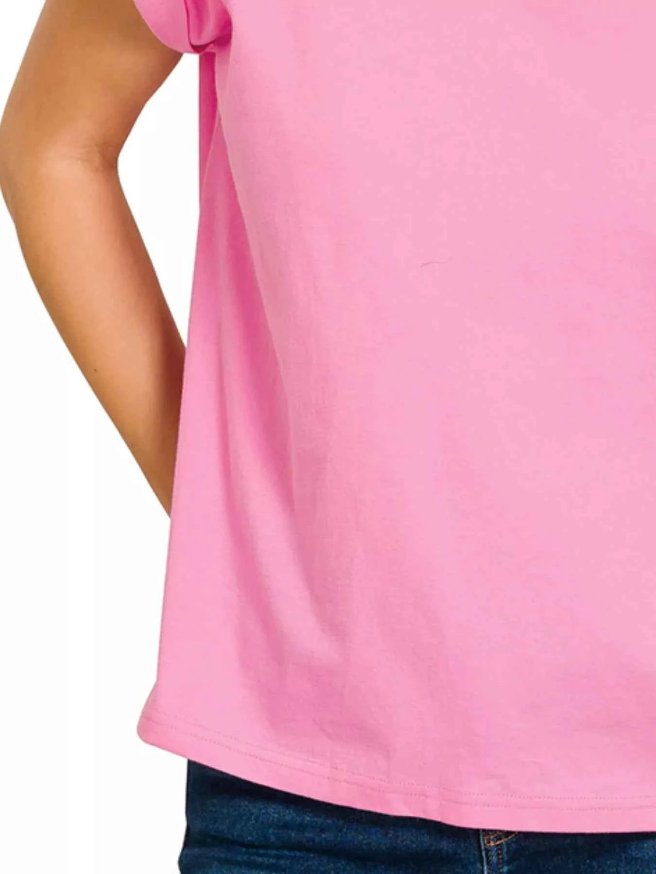Zenana Round Neck Folded Short Sleeve T-Shirt 01cace88-b953-45d5-9d42-19ac640efd22-Max-Origin