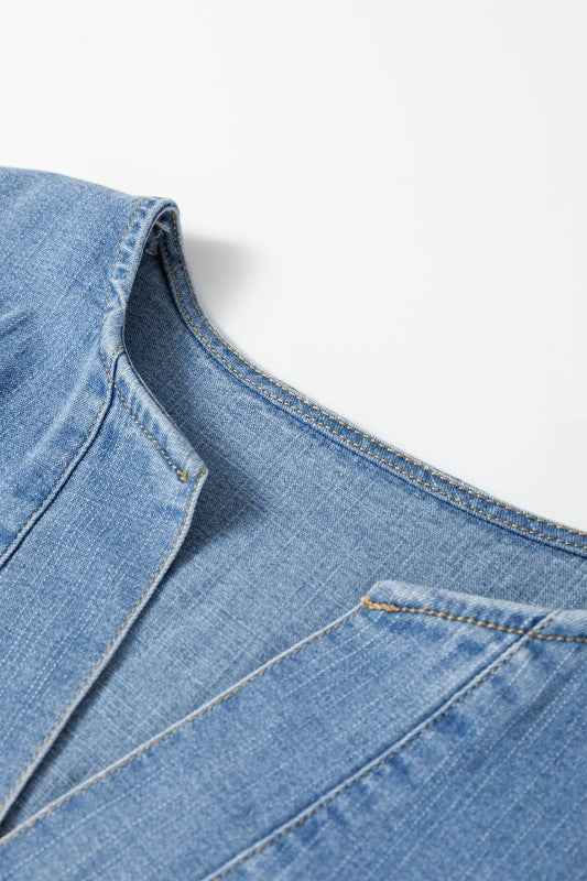 Denim Elastic Waist Short Sleeve Mini Dress 01d6566e-8ac5-4cf5-91f3-2f3aaee25e7c