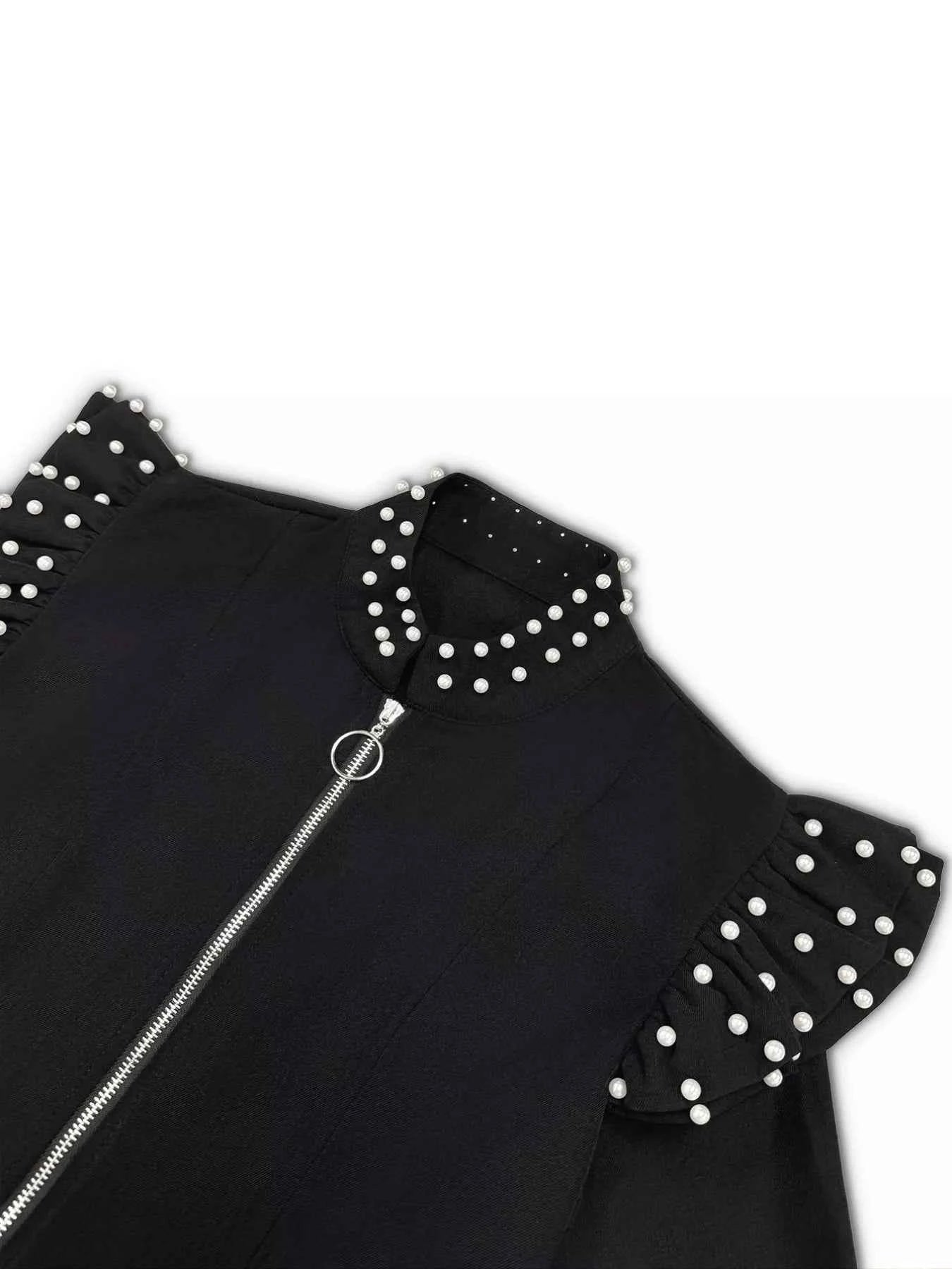 Pearl Embellished Shoulder Zip Up Jacket 01d85650-3829-45ba-b95e-e707a8736e22-Max-Origin