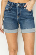 RISEN High Rise Cuffed Denim Shorts Dark 01e393ac-6db5-4a68-ba5a-32be4366c2e3-Max