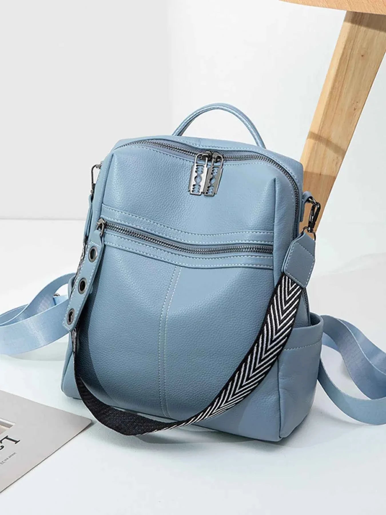 Leather Multi-Compartment Backpack Bag Blue One Size 01f050dbc4bd48be9dfc246eaeaa6ebd-Max-Origin