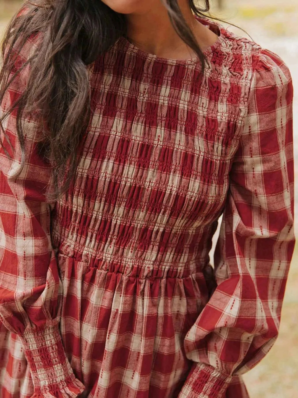 Plaid Smocked Long Sleeve Mini Dress 02013d7b-7904-4d24-a6c7-3aff19e7c419-Max-Origin