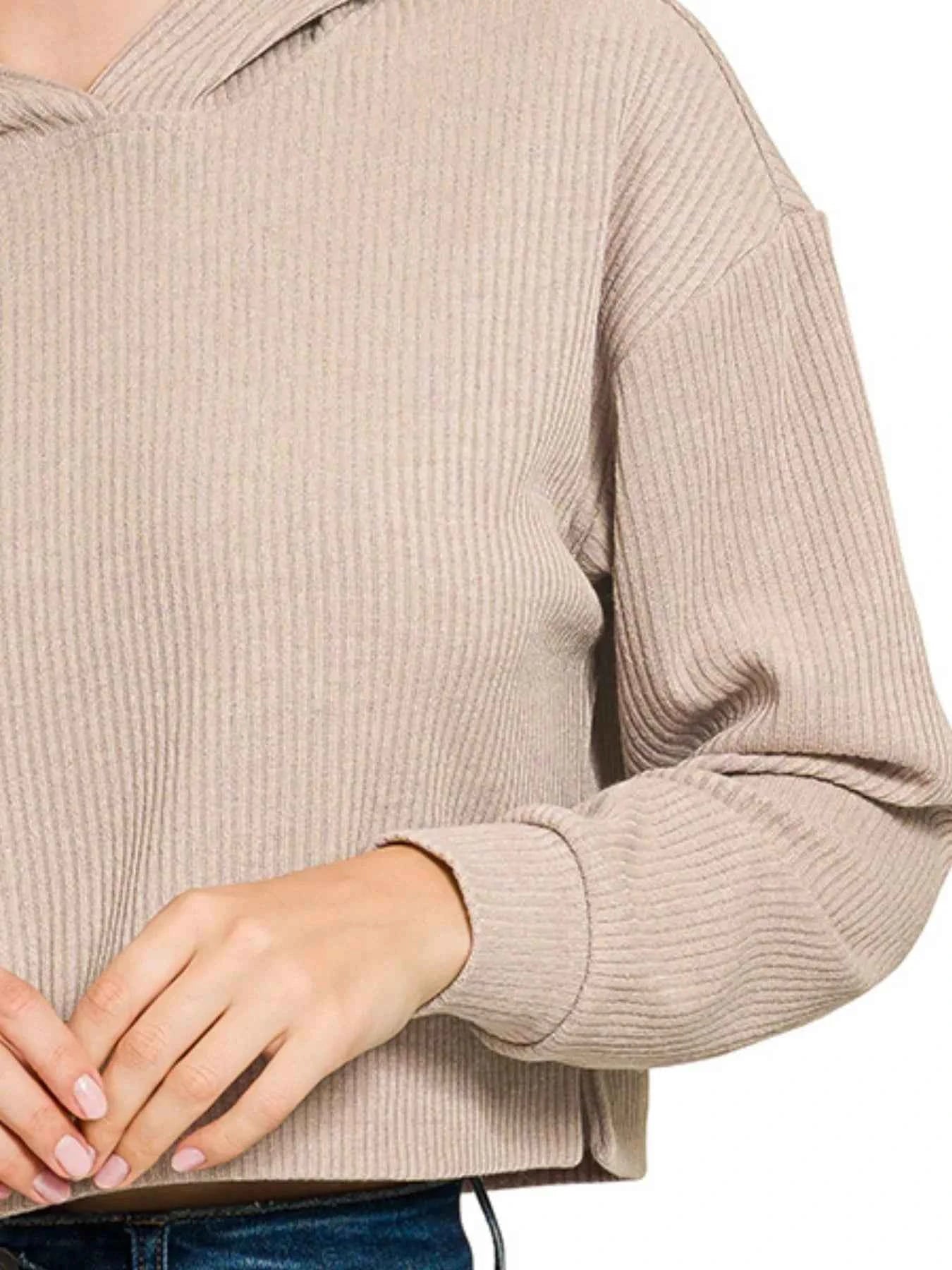 Zenana Drop Shoulder Ribbed Crop Hoodie 0209d5c6-282f-4b3c-b58c-dce9000e0328-Max-Origin