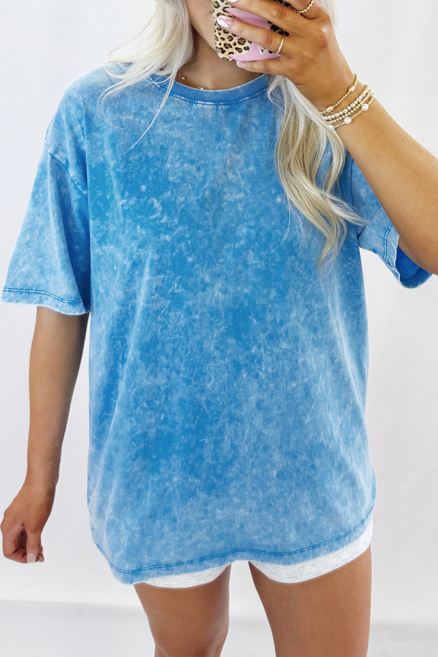 Blue Mineral Washed Oversized Tee Blue 100%Cotton 020dc3b934371c38